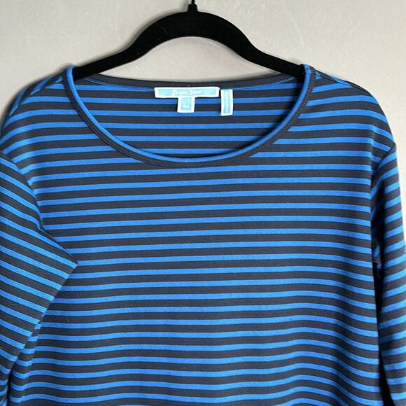 Draper James Blue and Black Striped Long Sleeve Ruffle Hem Dress Size XS - Picture 2 of 9